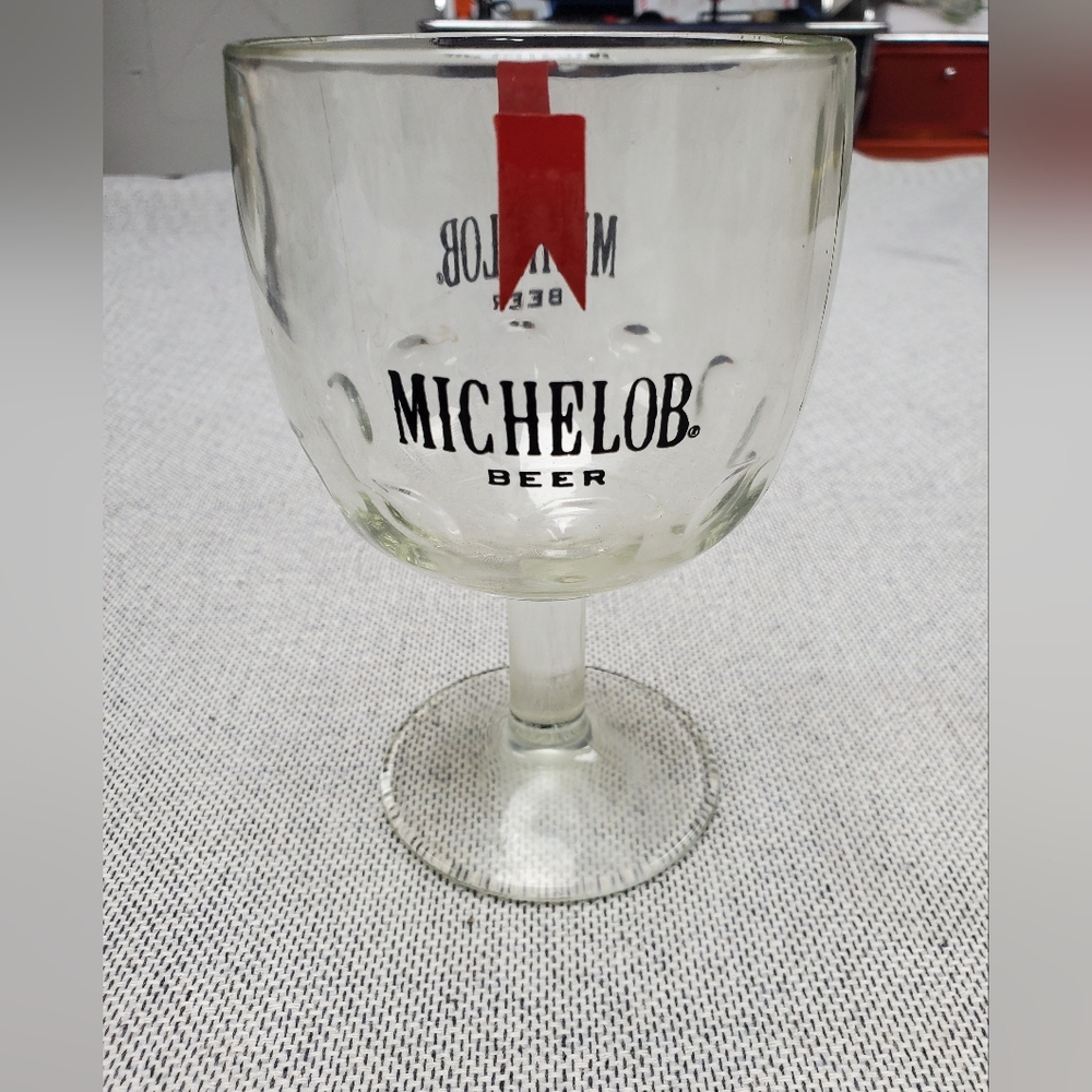 Vintage Michelob Beer Glass with Red Accent Flags